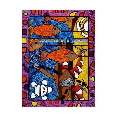 Oscar Ortiz Orange Fish Abstract Canvas Art