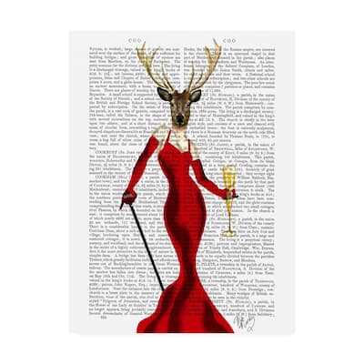 Fab Funky Glamour Deer In Red Canvas Art