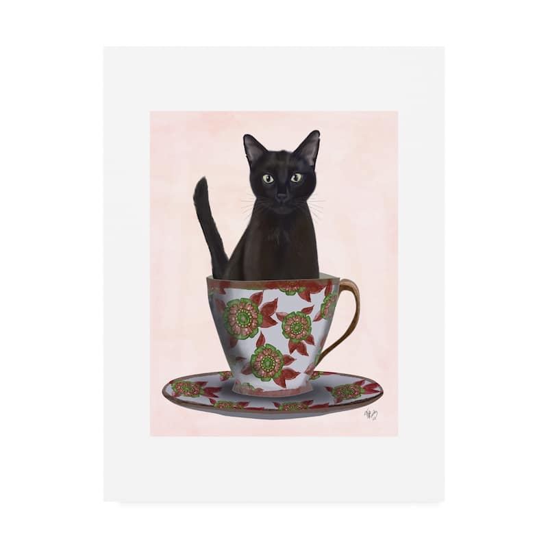 Fab Funky Black Cat In Teacup Canvas Art - Bed Bath & Beyond - 26171633