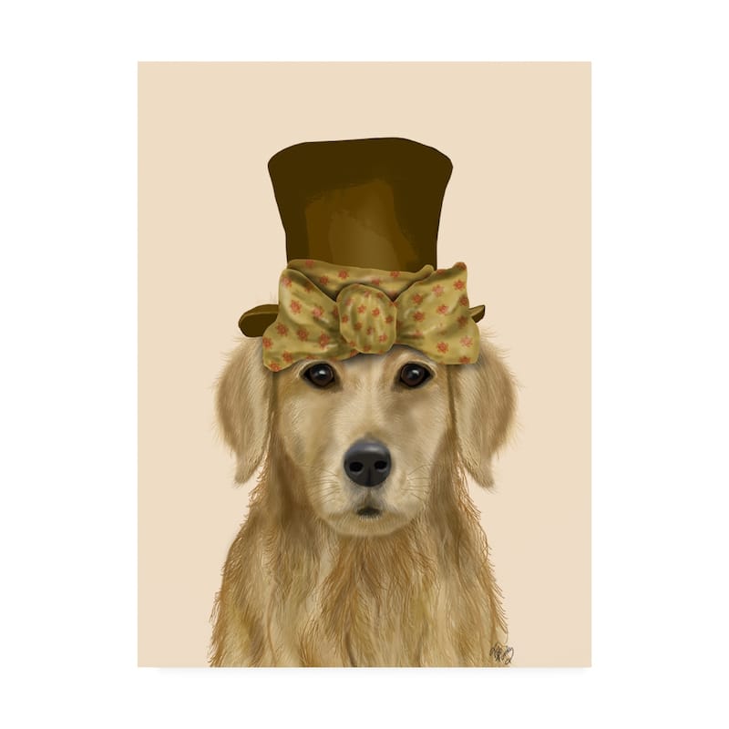 Fab Funky Golden Retriever, Hat And Bow Canvas Art - Bed Bath & Beyond ...