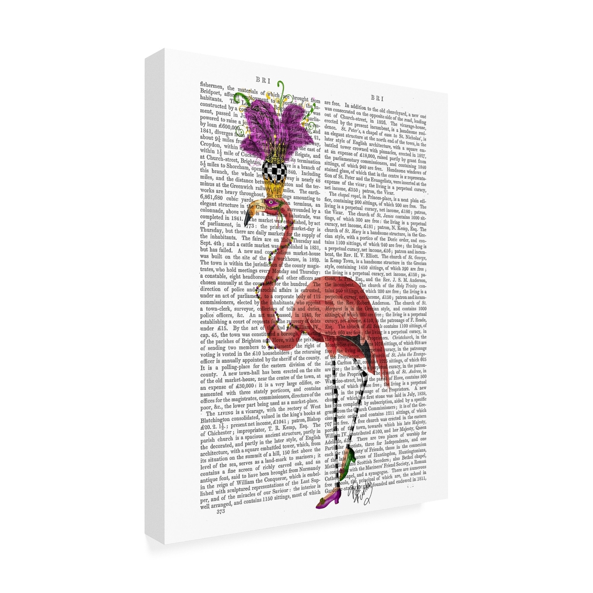 Mardi Gras Flamingo, Full, Bird Art Print, Wall Art — FabFunky