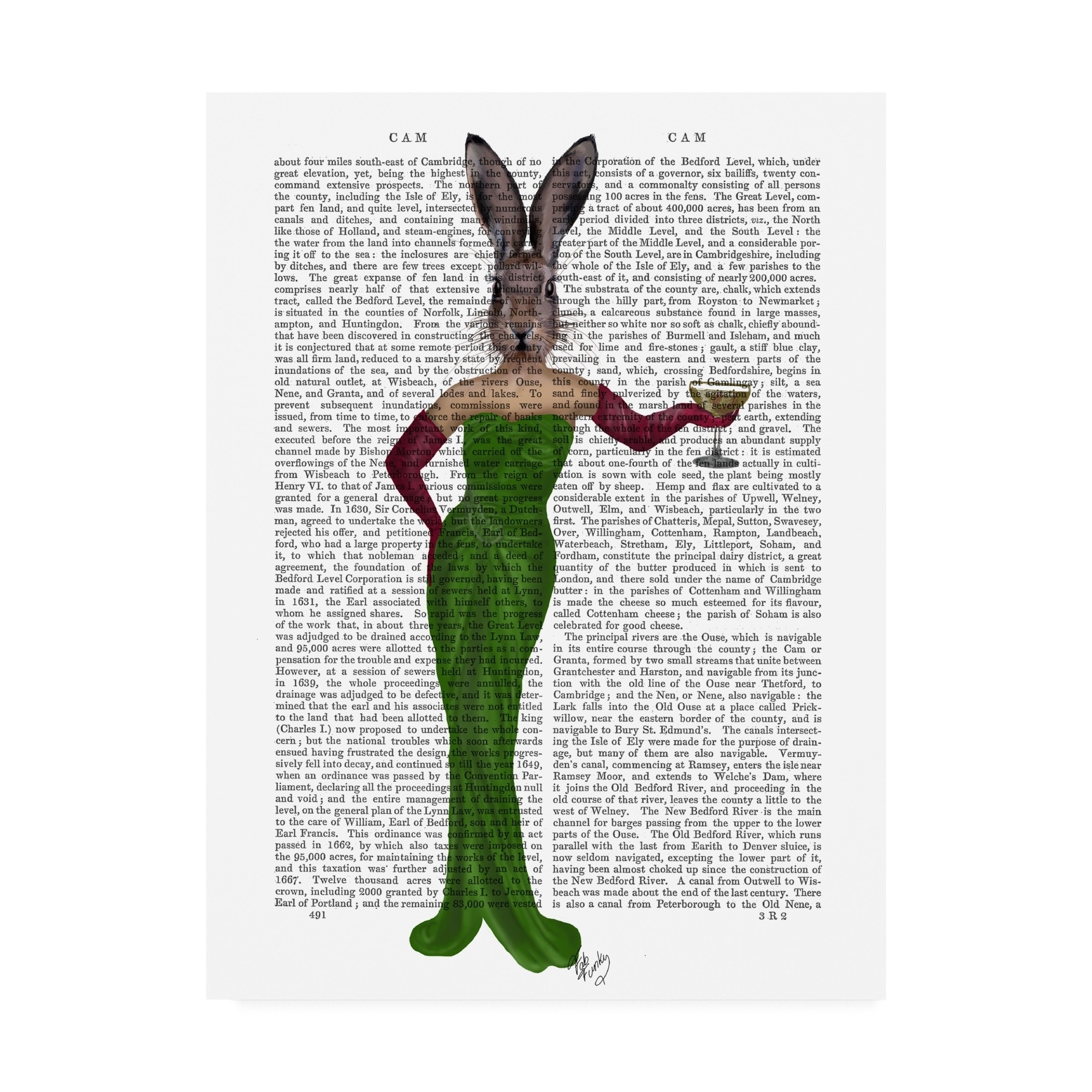 Fab Funky Rabbit Green Dress Canvas Art - Bed Bath & Beyond - 26171819