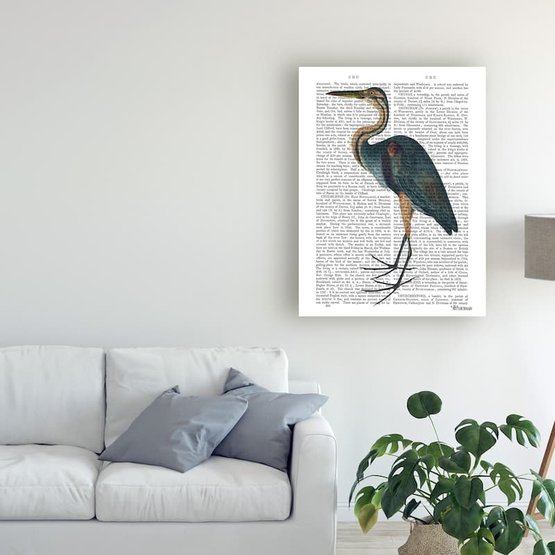 Fab Funky Blue Heron 3 Canvas Art