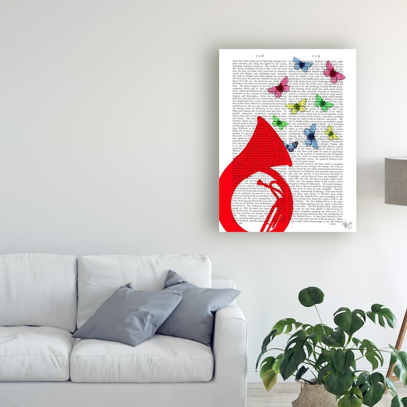 Fab Funky Tuba With Butterflies Canvas Art