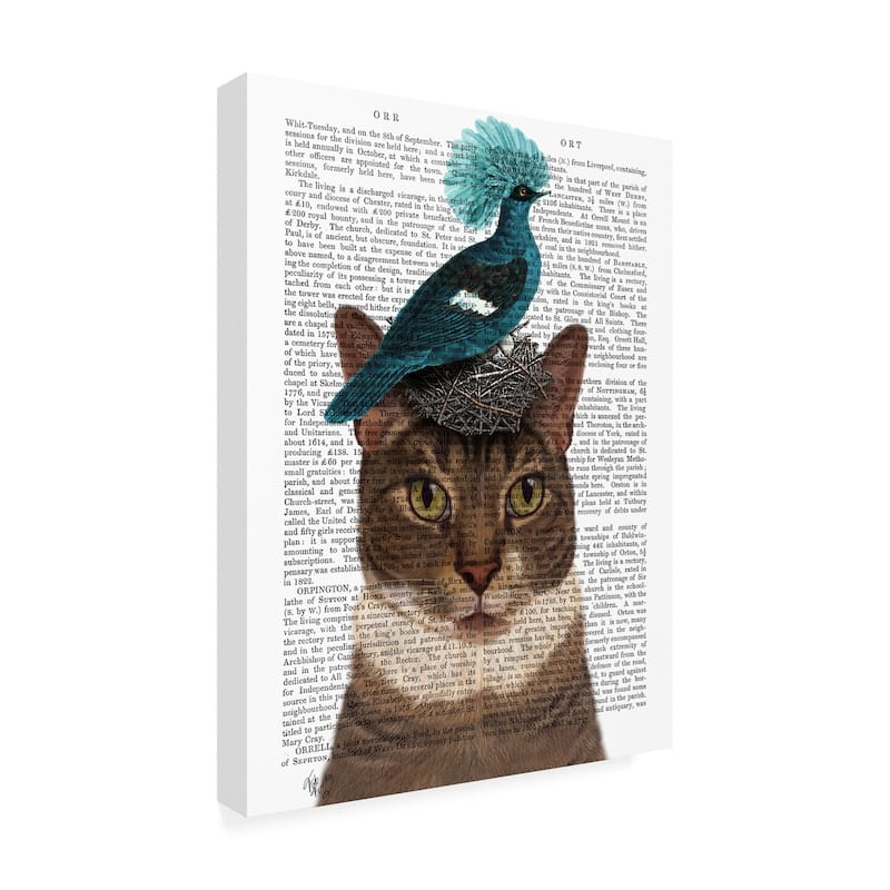 Fab Funky Cat with Nest and Blue Bird Canvas Art - On Sale - Bed Bath ...