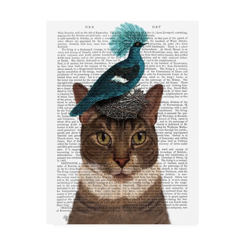 Fab Funky Cat with Nest and Blue Bird Canvas Art - On Sale - Bed Bath ...