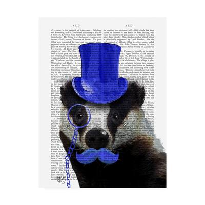 Fab Funky Badger with Blue Top Hat and Moustache Canvas Art
