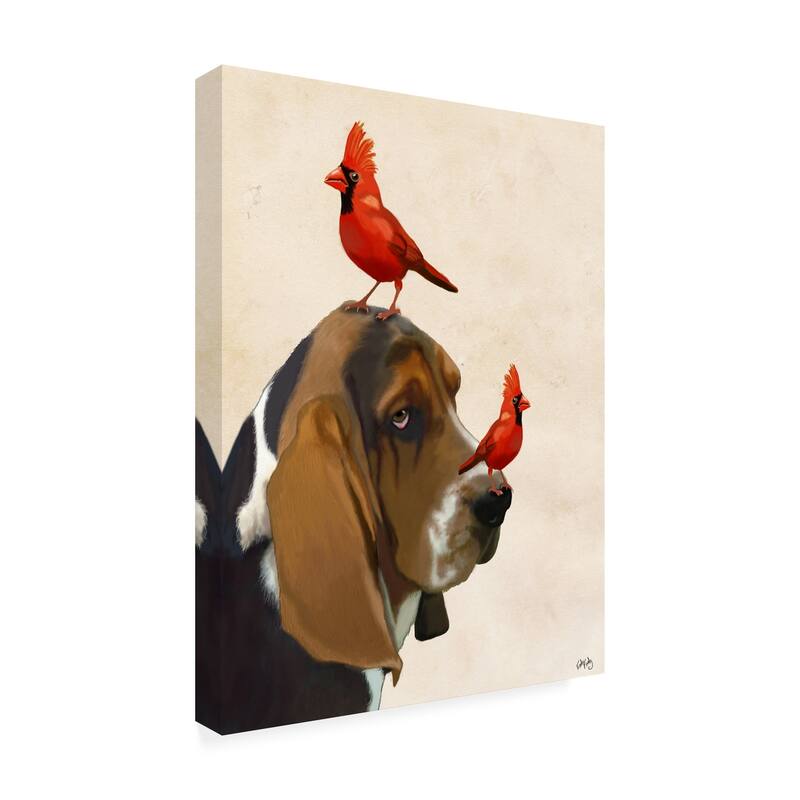 Fab Funky Basset Hound And Birds Canvas Art