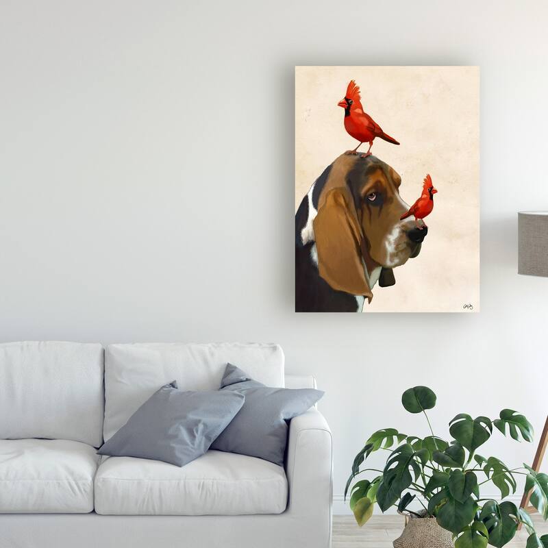 Fab Funky Basset Hound And Birds Canvas Art