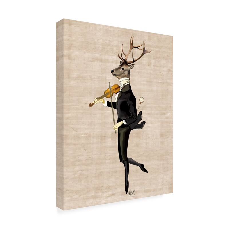 Fab Funky Dancing Deer With Violin Canvas Art