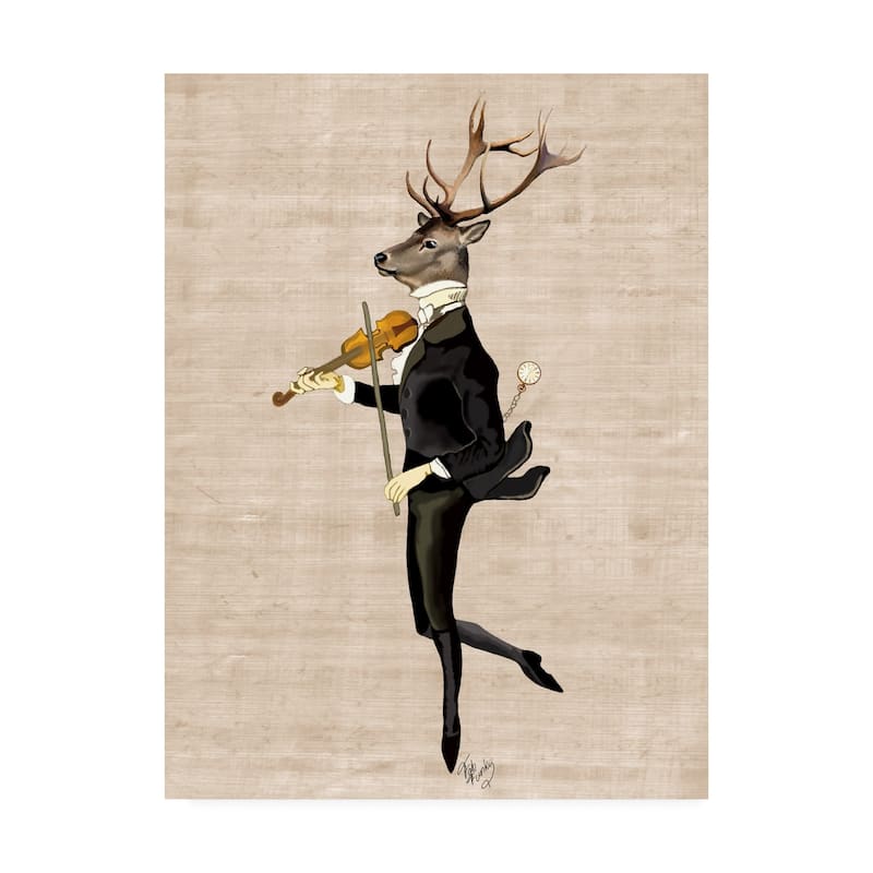 Fab Funky Dancing Deer With Violin Canvas Art