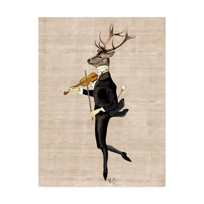Fab Funky Dancing Deer With Violin Canvas Art
