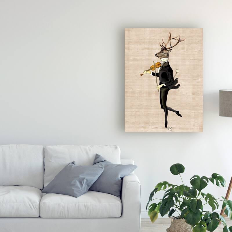 Fab Funky Dancing Deer With Violin Canvas Art