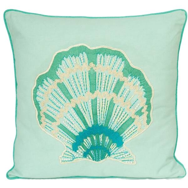 Shop Sea Shell Cotton Large Decorative Pillow Free Shipping On