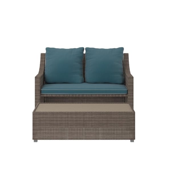 Cosco Outdoor Bluffs Grey 2 Piece Patio Loveseat And Ottoman Set Overstock 26172582