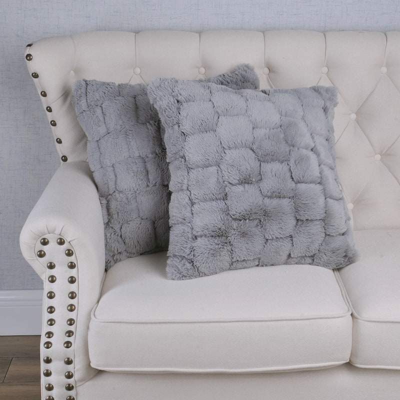 Honeycomb Faux-Fur Decorative Throw Pillow Cover (set of 2)