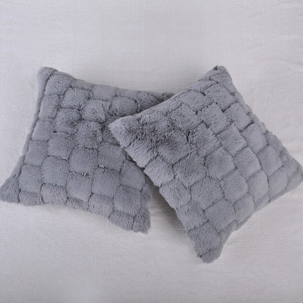 Honeycomb Faux-Fur Decorative Throw Pillow Cover (set of 2)