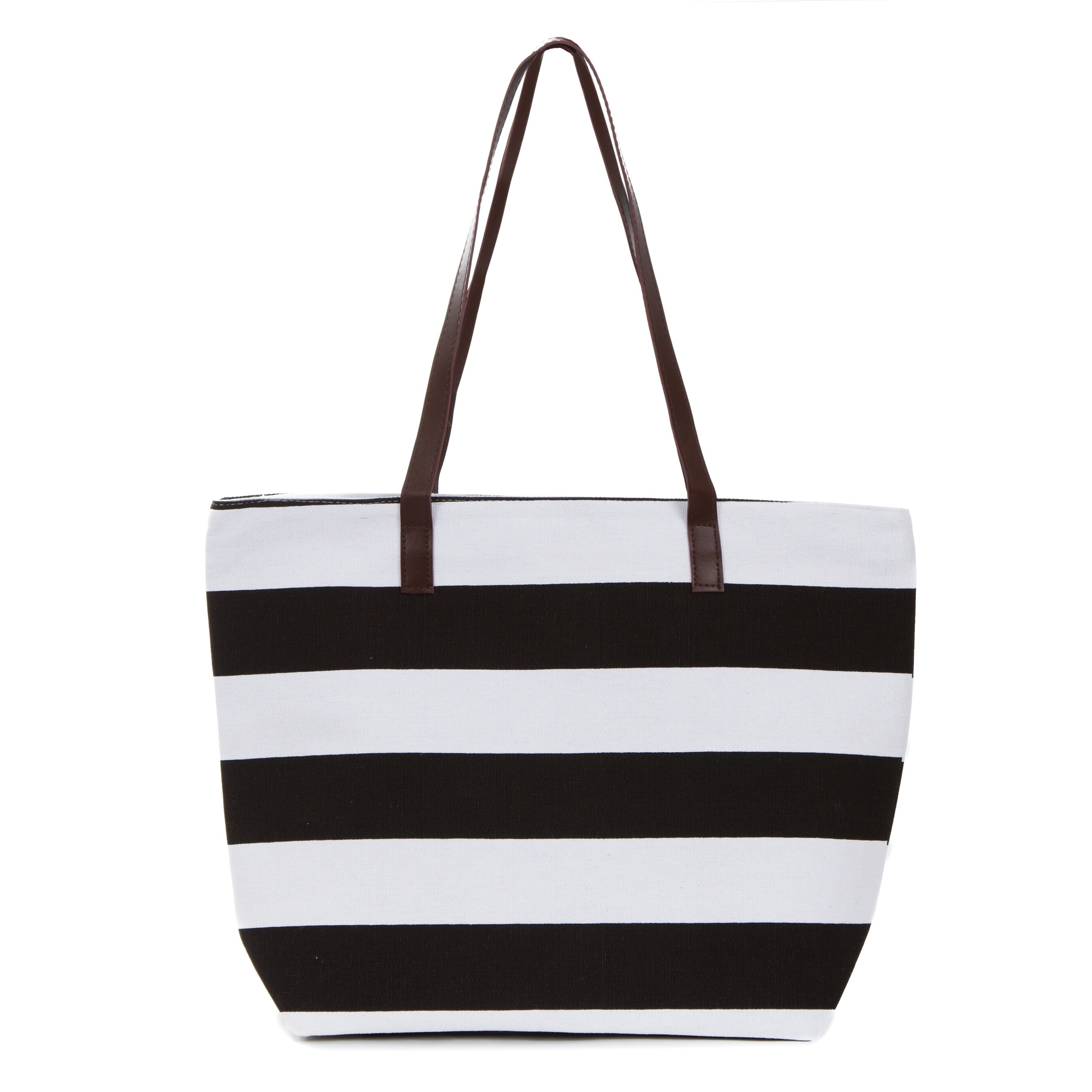 black and white striped handbag