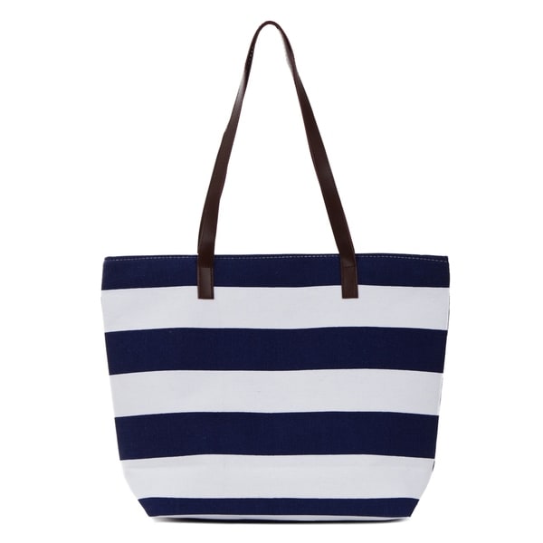 striped canvas tote