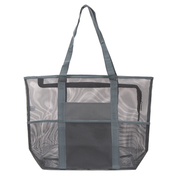 Shop Large Mesh Beach Bag Tote with Top Zipper, Shopping Bag Picnic Tote - Free Shipping On ...