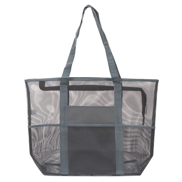 Large Mesh Beach Bag Tote with Top Zipper, Shopping Bag Picnic