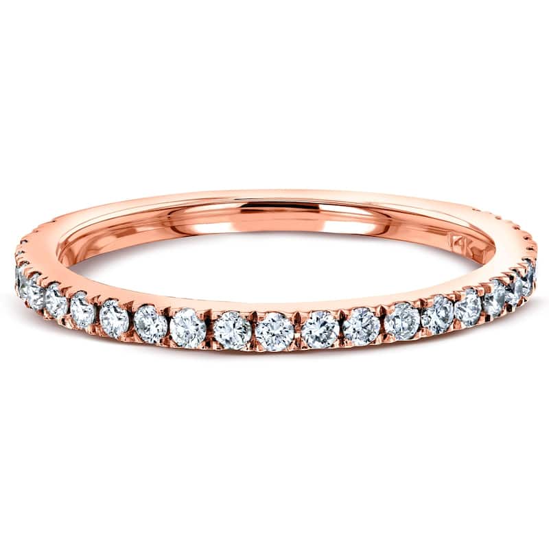 Annello by Kobelli 14k Gold 1/3ct.tw Single Row Pave Diamond Women's Wedding Band