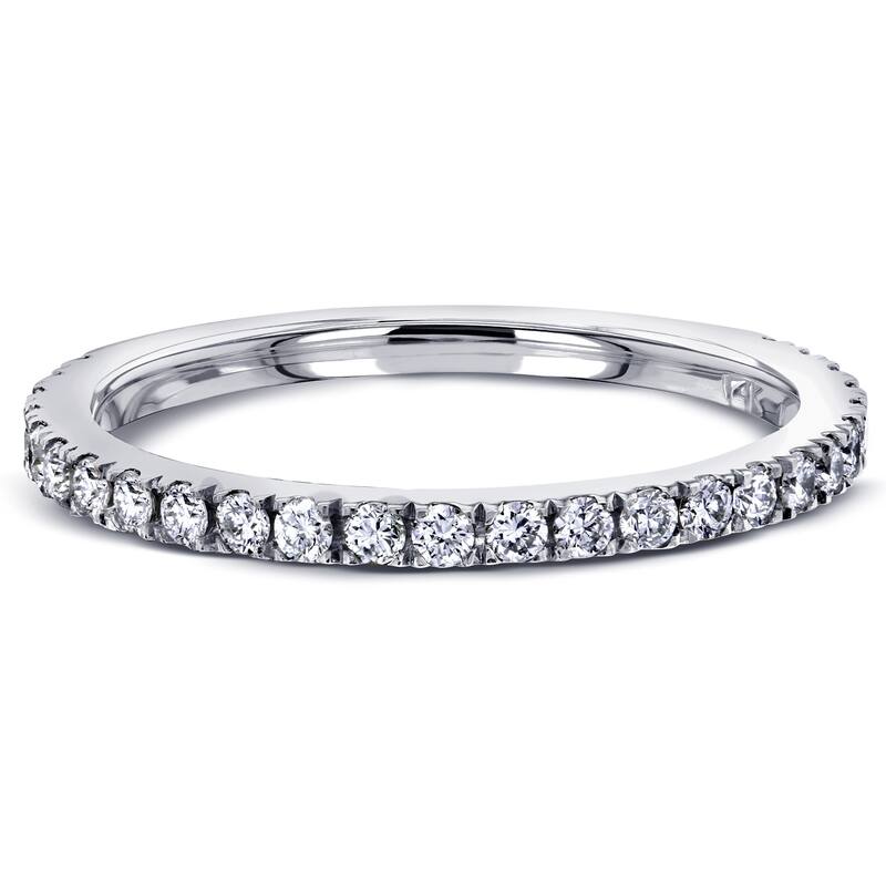 Annello by Kobelli 14k Gold 1/3ct.tw Single Row Pave Diamond Women's Wedding Band