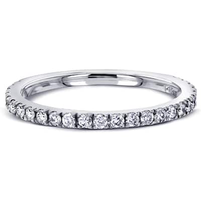 Annello by Kobelli 14k Gold 1/3ct.tw Single Row Pave Diamond Women's Wedding Band