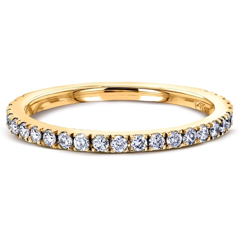 Annello by Kobelli 14k Gold 1/3ct.tw Single Row Pave Diamond Women's Wedding Band