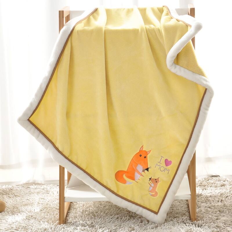 BOON Super Cute Cartoon Flannel Fleece Ultra Soft Baby Throw Blanket - 30" x 40" - fakefox