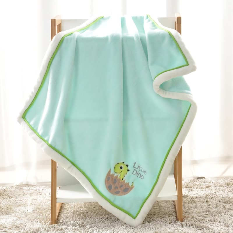 BOON Super Cute Cartoon Flannel Fleece Ultra Soft Baby Throw Blanket - 30" x 40" - fakelittle dino