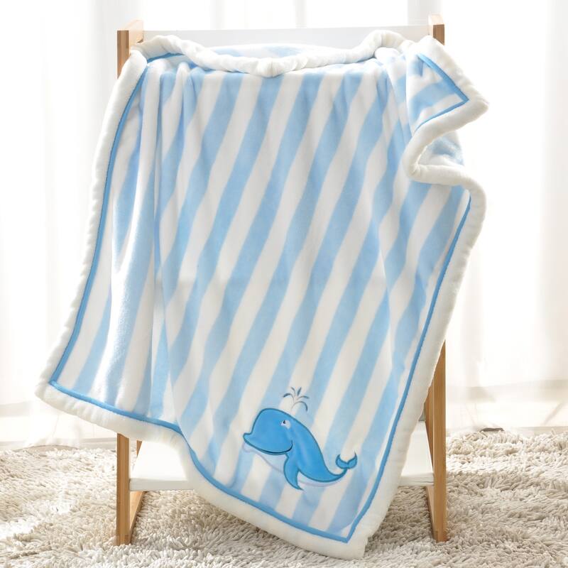 BOON Super Cute Cartoon Flannel Fleece Ultra Soft Baby Throw Blanket - 30" x 40" - fakeWhale