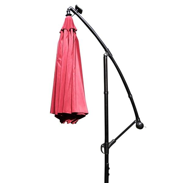 Shop Kinbor 9ft Patio Umbrella Led Lighted Hanging Umbrella Solar Power Table Market Umbrella Overstock 26172786