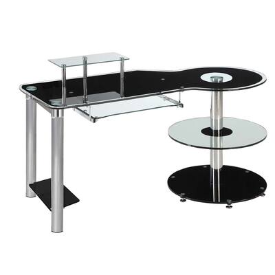Innovex Home Products Orbit Glass and Steel Computer Desk - Black/Clear