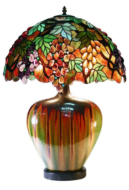 Tiffany Style Grape Lamp With Ceramic Base