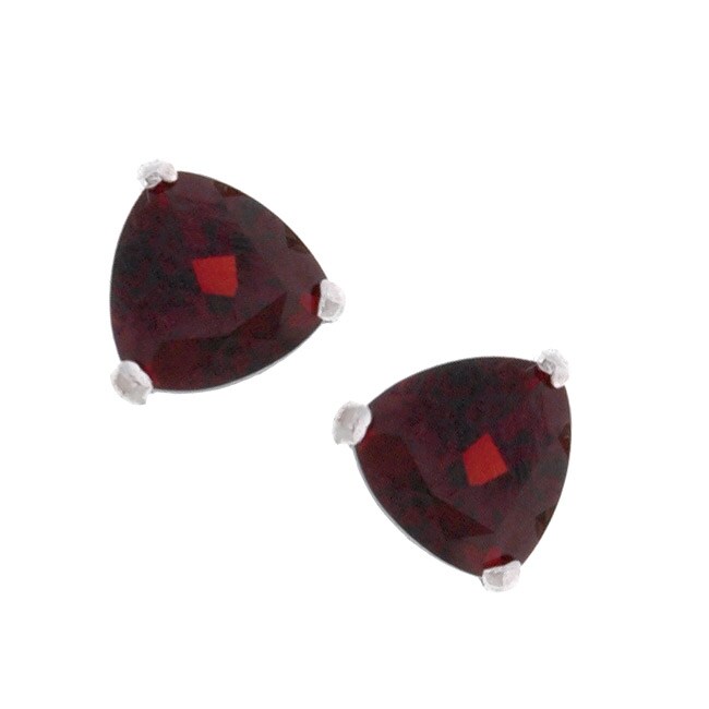 Kabella 14k White Gold Triangular Garnet Stud Earrings On Kabella 14k White Gold Triangular Garnet Stud Earrings