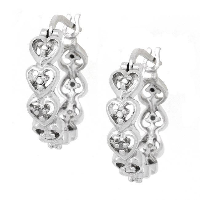 Db Designs Sterling Silver Diamond Accent Heart Hoop Earrings Db Designs Sterling Silver Diamond Accent Heart Hoop Earrings
