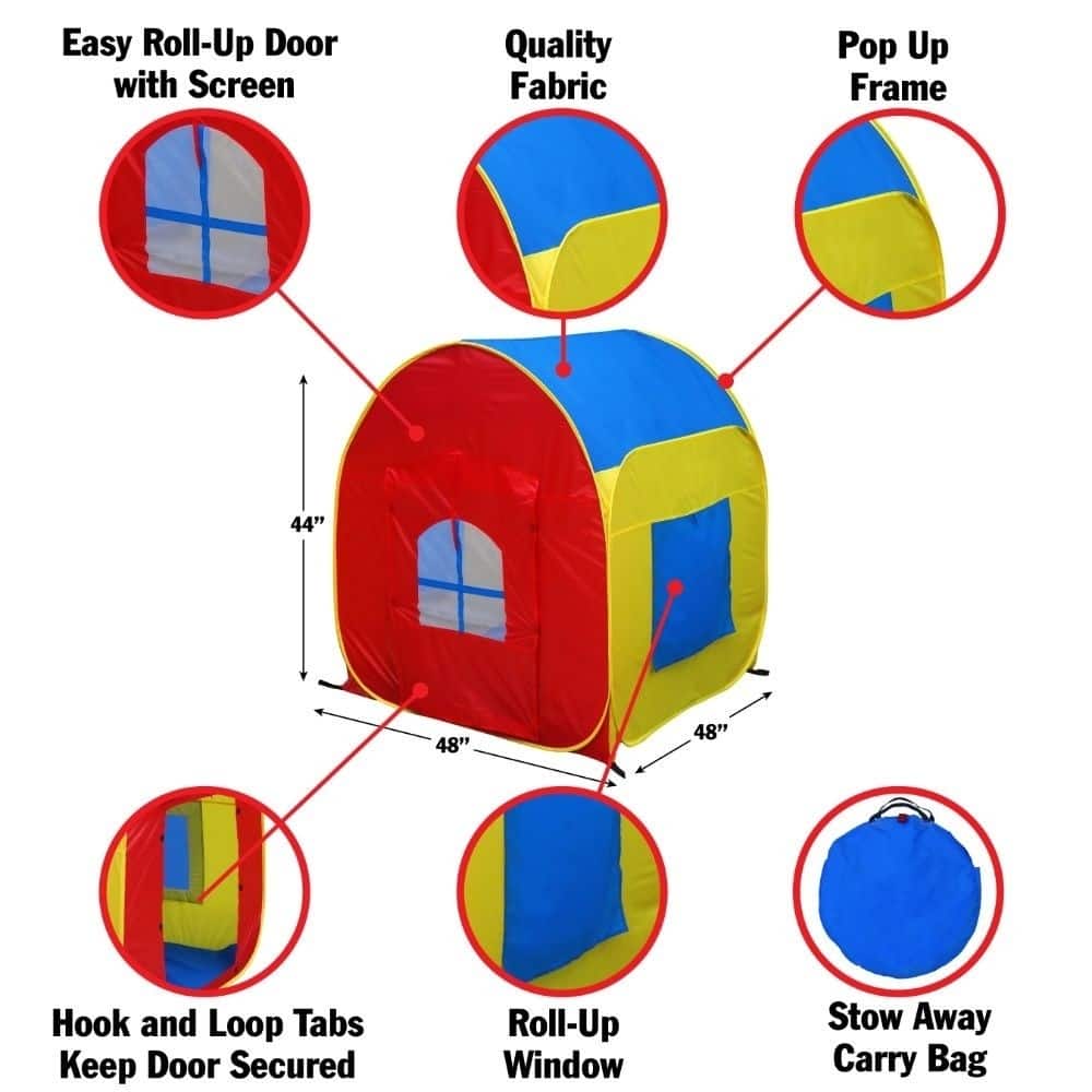 GigaTent 48 x 48 House Play Tent Mesh Windows Roll-Up Doors Easy Set Up