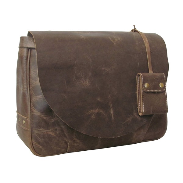 Amerileather Vintage Leather Messenger Bag - Free Shipping Today ...