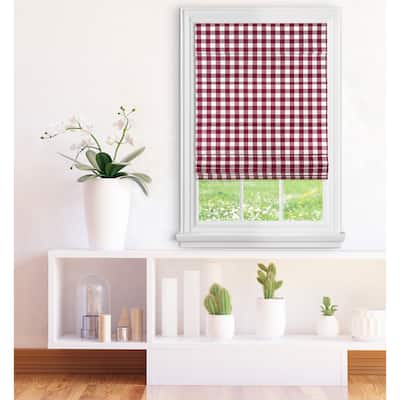 ACHIM Cordless Buffalo Check Roman Window Shade - Burgundy