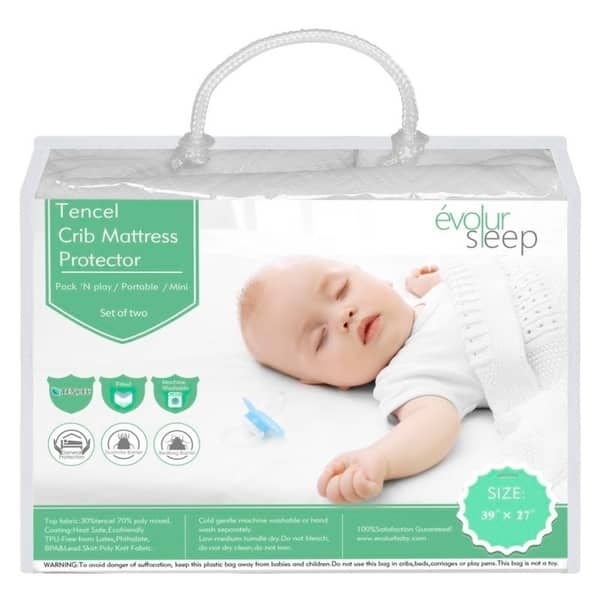 Shop Evolur Portable Crib Tencel 2 Pack Waterproof Mattress