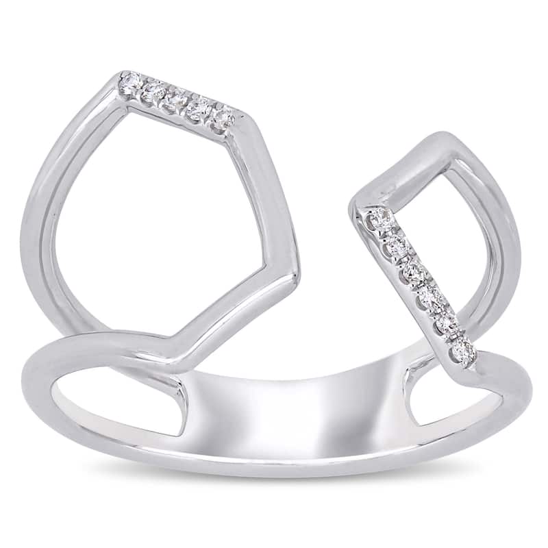 Miadora 14k White Gold Diamond-Accent Geometric Open Cuff Ring