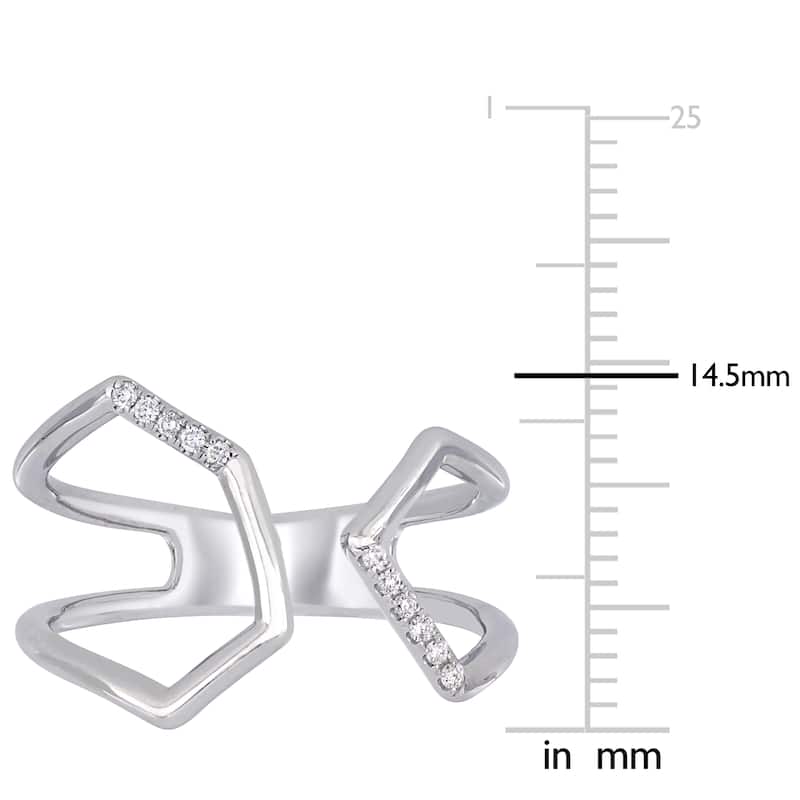 Miadora 14k White Gold Diamond-Accent Geometric Open Cuff Ring