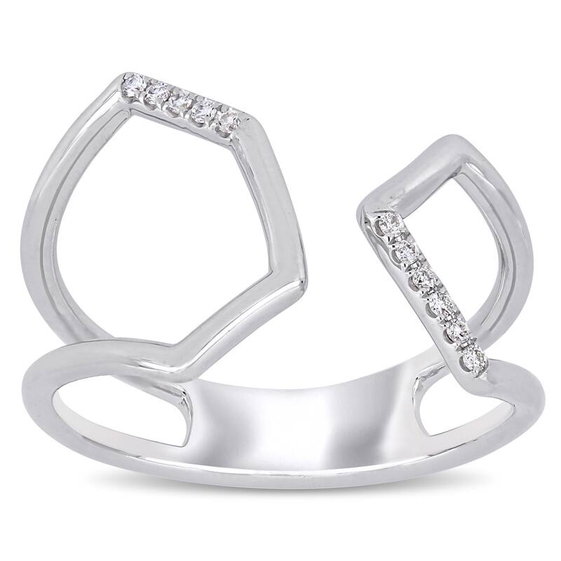 Miadora 14k White Gold Diamond-Accent Geometric Open Cuff Ring