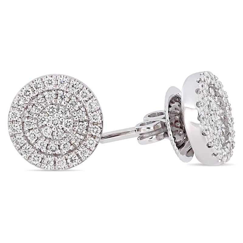 Miadora Signature Collection 14k White Gold 1/2ct TDW Diamond Triple Halo Circle Stud Earrings