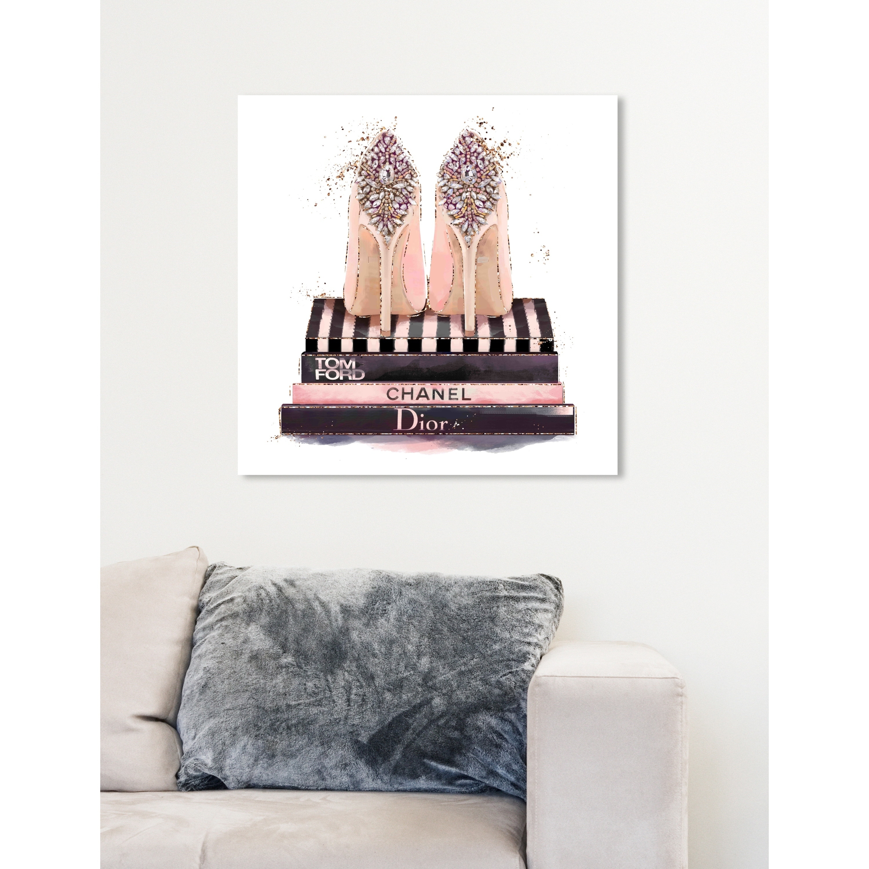 Oliver Gal 'Treasured Shoes' Fashion and Glam Wall Art Canvas Print - Pink,  White