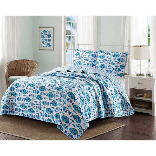 Shop Porch Den Erickson Fish Pattern 3 Piece Reversible Quilt
