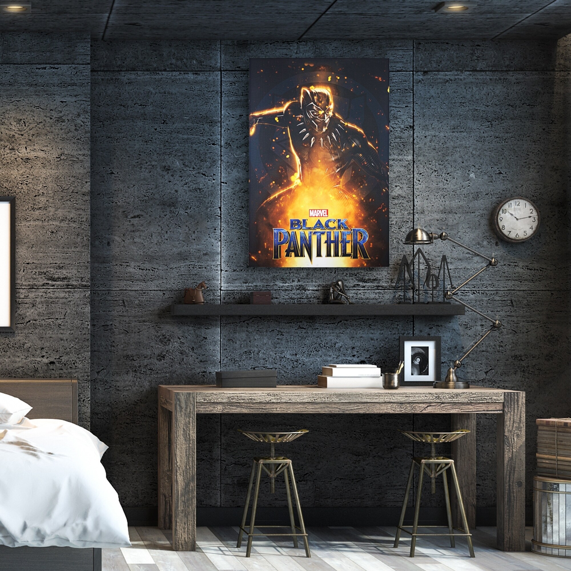 Art Poster Black Panther Movie Cast 2018 Marvel Light Canvas Home Decor D536