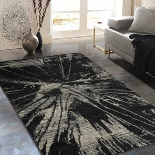 Allstar Rugs Distressed Charcoal Gray and Black Rectangular Accent Area ...
