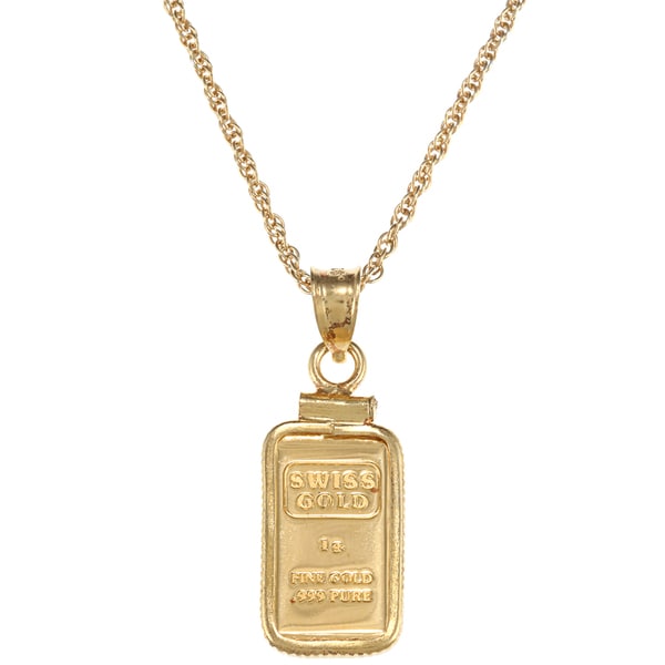 Shop American Coin Treasures 1-gram Gold Ingot Pendant Necklace - Free ...